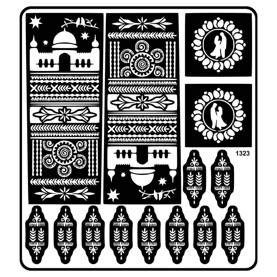 Couple And Bridal & Groom Mehndi Stencil Sticker With Traditional Patterns For Full Hand