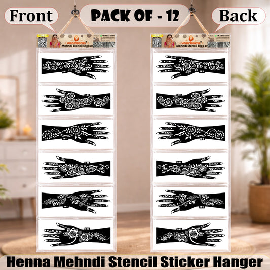 Luxury Rose Floral Mehndi Stencil Collection, 6 Pairs 12 Pcs Full Hand Pattern Templates.