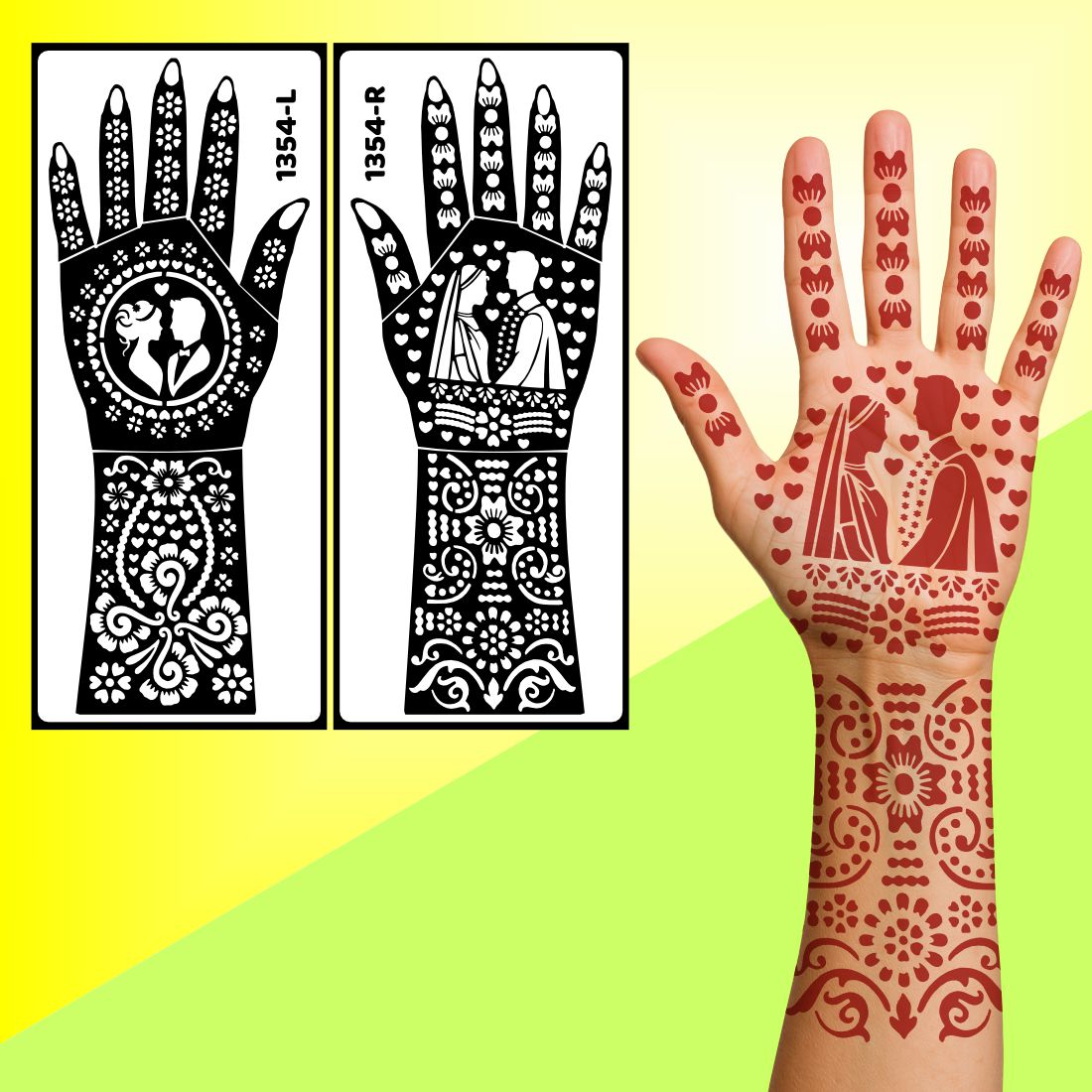 Full Arm Bridal Mehndi Stencil Sticker With Detailed Indian Wedding Functions Easy To Use With Instant Beautiful Design
