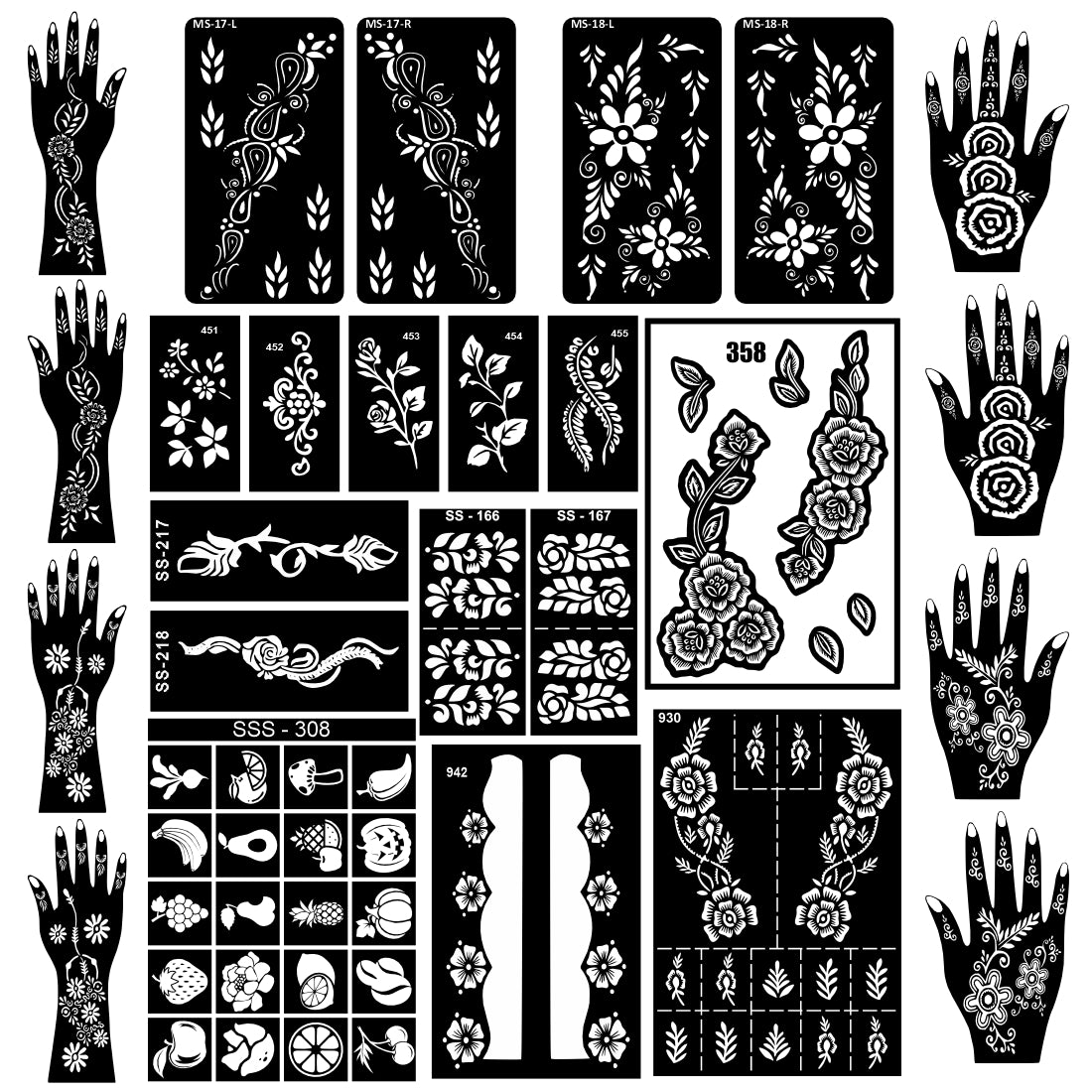 Beautiful Combo Mehndi Stencil Sticker with Smooth & Clean For Every Event