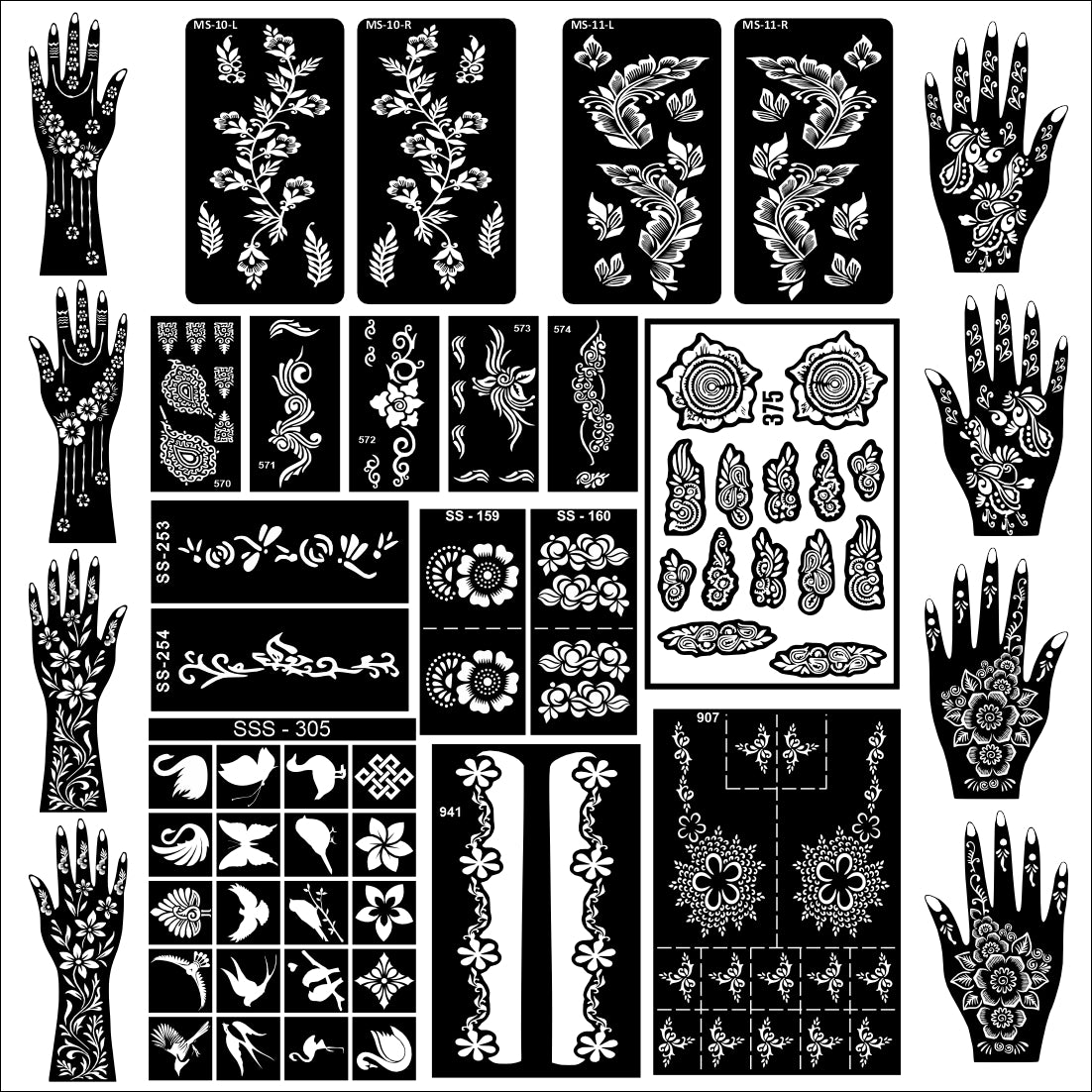 Beautiful Combo Mehndi Stencil Sticker With Multiple Stylish Design For Festivals