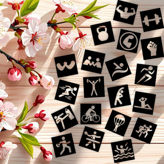 Gym, Exercise and Multi Designs Small Stencil Sticker For Kids |Kids can decorate notebooks, drawings, or school projects with Stencil stickers