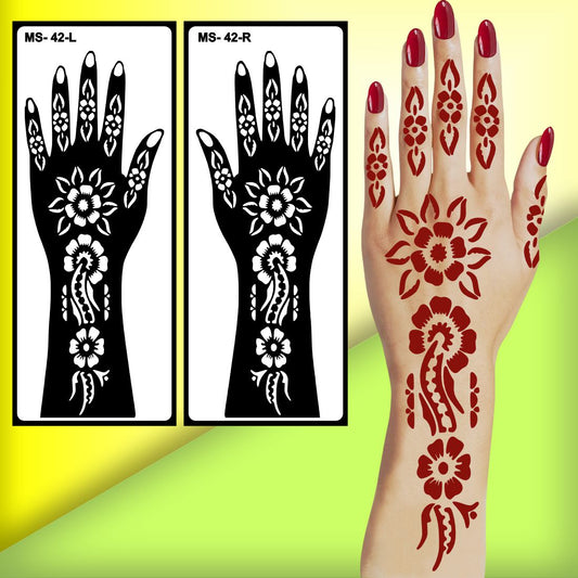 Mehndi Stencil Sticker with Floral Patterns for Hands Peel And Stick Stencil Mehndi Sticker For Women, Girls And Teen-age