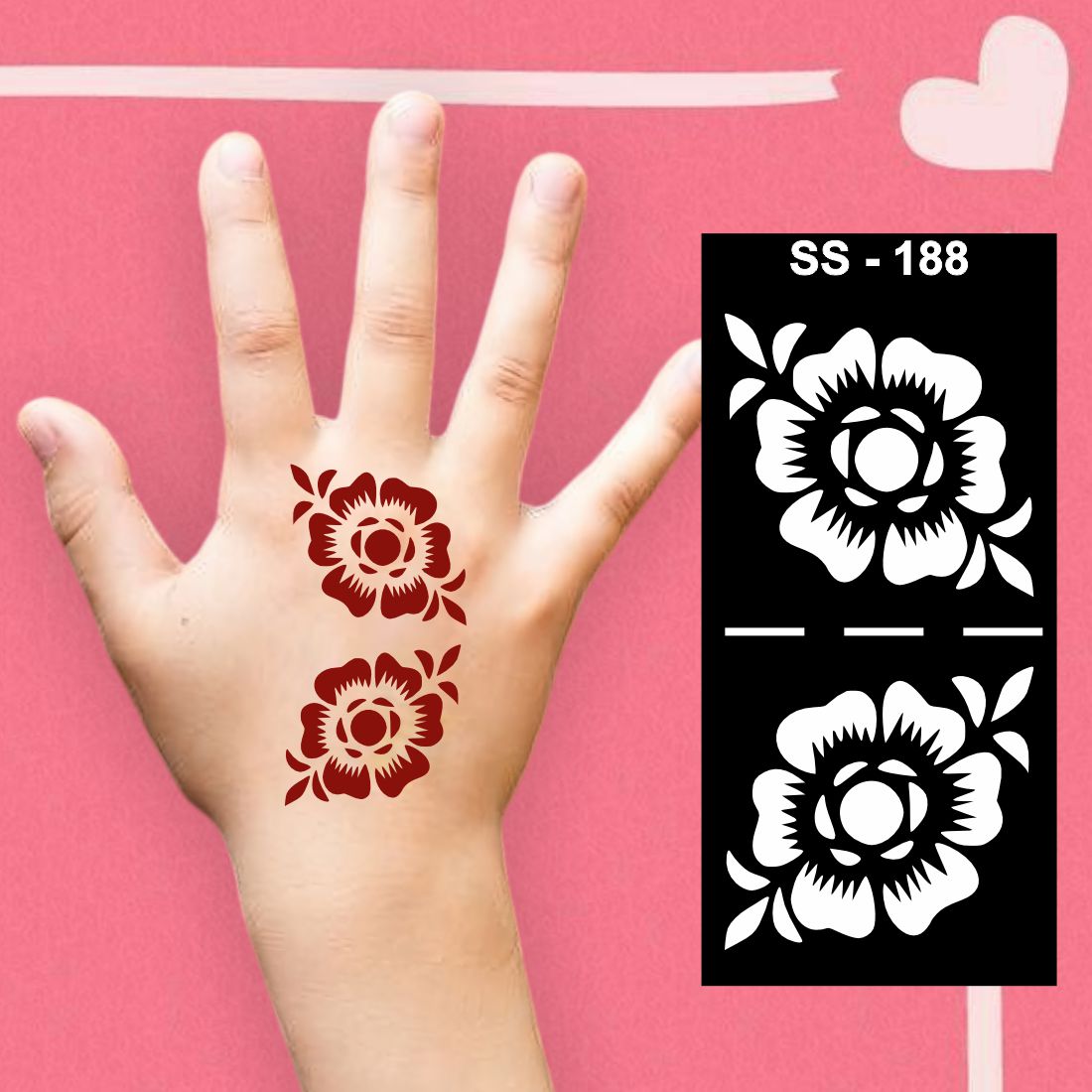Child Mehndi Sticker with Floral Elements for Simple Art Practice Kids can decorate notebooks, drawings, or school projects with Stencil stickers