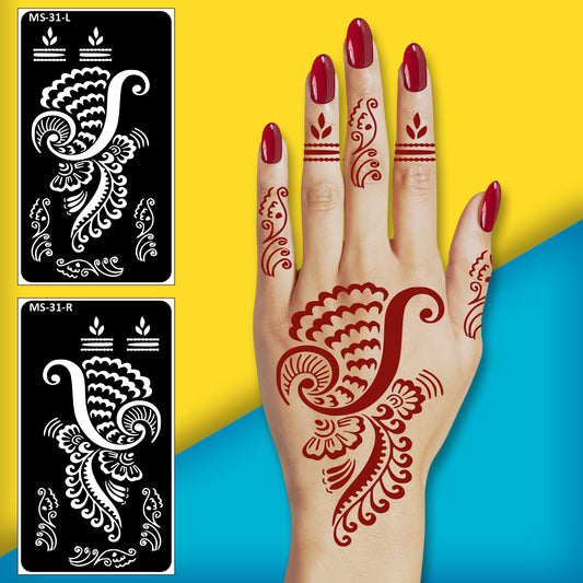 orgeous Henna for Women’s Hand Art Stencil Mehndi Sticker One Set For Each Hand