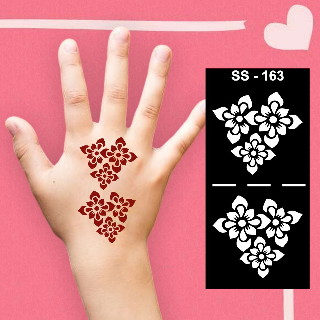 DIY Mehndi Design Stencil with Flower and Leaf Pattern for Children