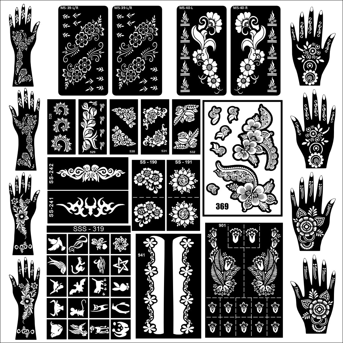 Beautiful Combo Mehndi Stencil Sticker Set With Easy-To-Apply Patterns
