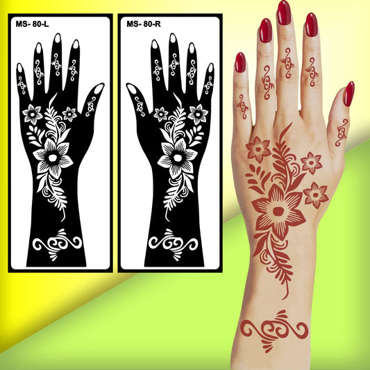 Floral Flower Personal Use Mehndi Stencil Sticker for At-Home Mehndi Peel And Stick Stencil Mehndi Sticker For Women, Girls And Teen-age