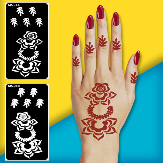 Elegant Henna Stencil Mehndi Sticker With Modern Patterns One Set For Each Hand