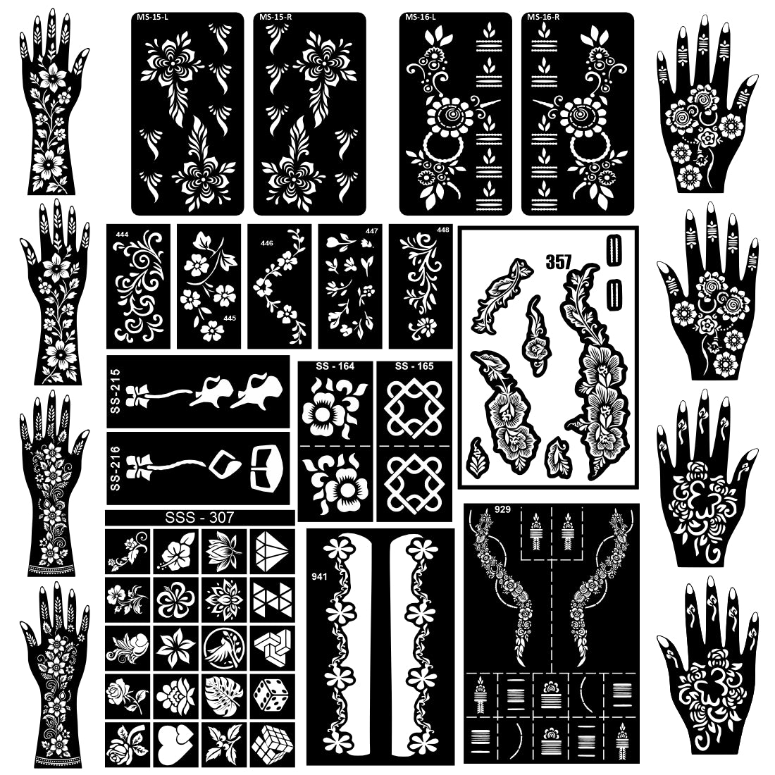 Beautiful Combo Mehndi Stencil Sticker With Unique Styles For Traditional Look