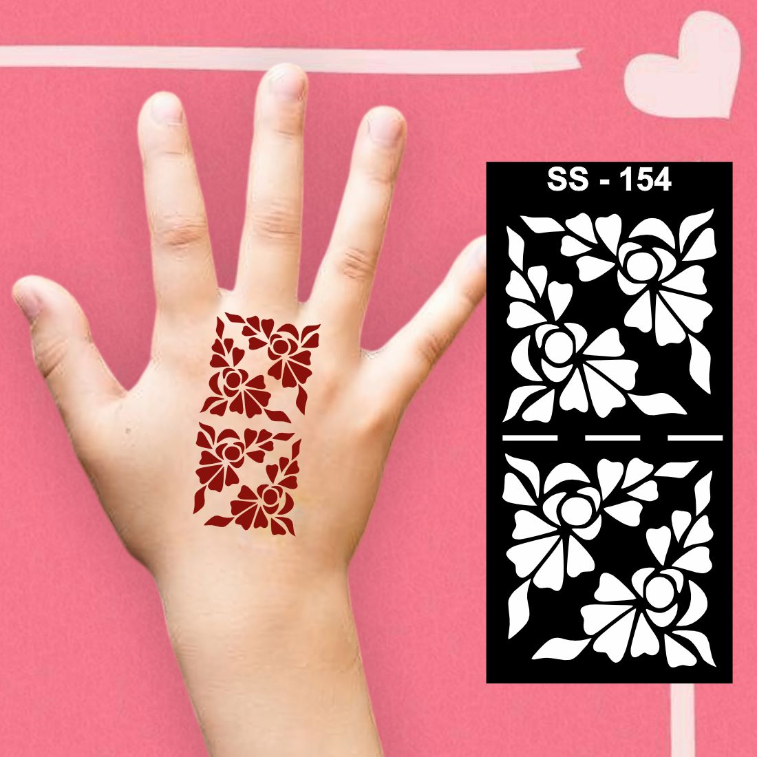 Beautiful Flower Design Small Mehndi stencil Sticker For Kids Boys And Girls Stencil Sticker