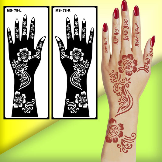 Creative Mehndi Stencil Sticker for Hands, Palms, and Fingers Peel And Stick Stencil Mehndi Sticker For Women, Girls And Teen-age
