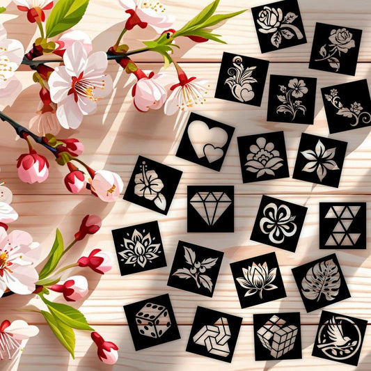 Flower, Puzzle, Lotus &  Multi Design Small Stencil Sticker For Kids Sticker Kids can decorate notebooks, drawings, or school projects with Stencil stickers