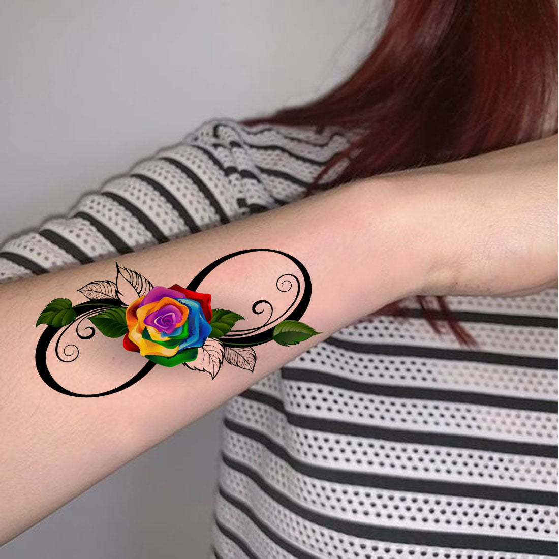 Temporary Tattoowala Colourful Rose With Infinity Temporary Tattoo for Men and Women Waterproof Sticker