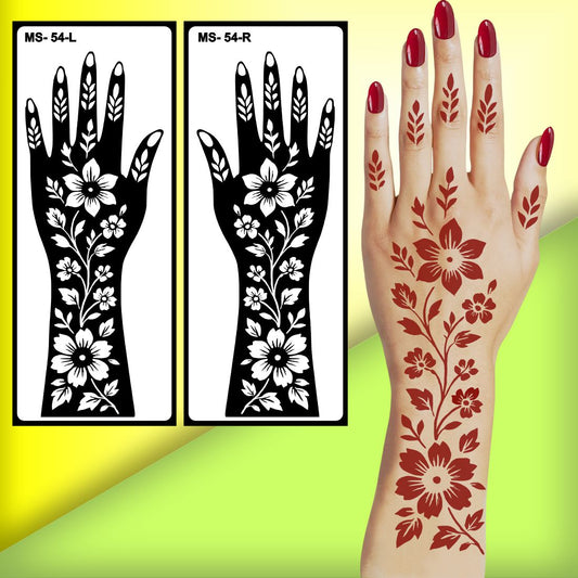 Elegant Floral Mehndi Stencil Sticker for Simple and Pretty Designs Peel And Stick Stencil Mehndi Sticker For Women, Girls And Teen-age