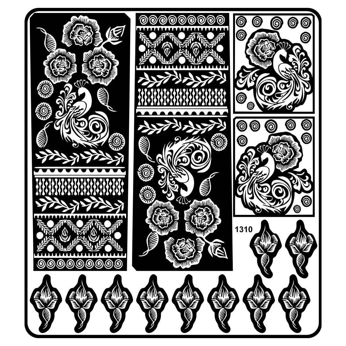 Peacock And Rose Mehndi Stencil Sticker With Elegant Design & Bride Design Full Hand