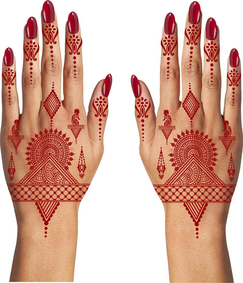 Henna Mandala Mehndi Tattoo For Women Waterproof Temporary Body Tattoo Full Hand