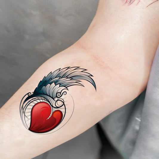 Temporary Tattoowala Heart With Wing Temporary Tattoo for Men and Women Waterproof Sticker