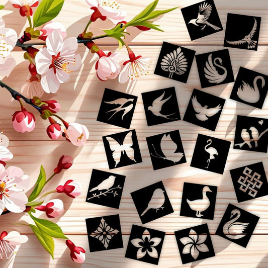 Butterfly, Flower & Multi Design Stencil Sticker For Kids Sticker |Kids can decorate notebooks, drawings, or school projects with Stencil stickers