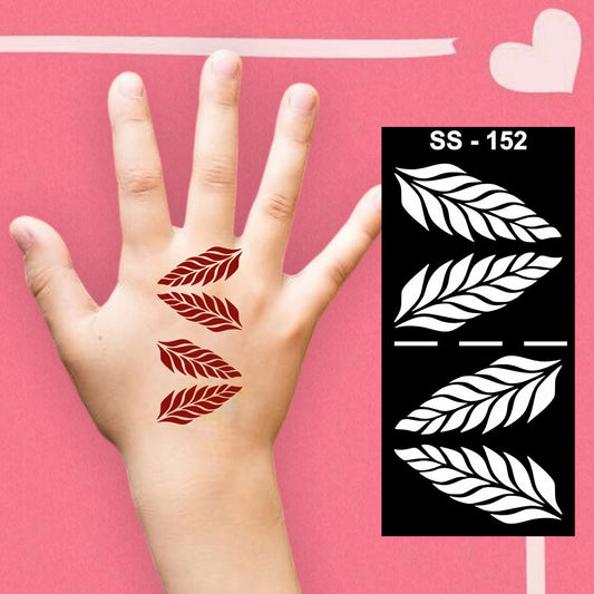 Leaf Design Small Mehndi stencil Sticker For Kids Boys And Girls Stencil Sticker