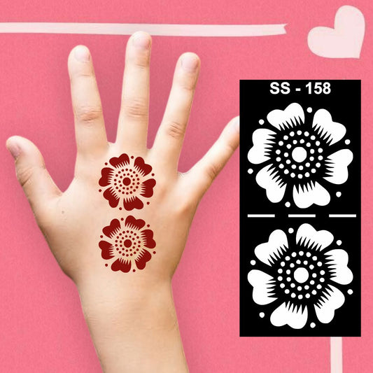 Small Mehndi Stencil Sticker with Flower and Leaf Designs for Kids Boys and Girls