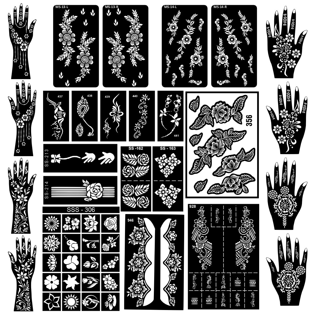 Beautiful Combo Mehndi Stencil Sticker With Floral Patterns For All Occasions