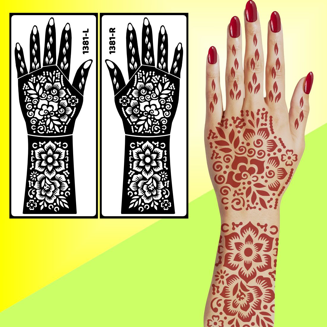 Peacock And Leaf Design Bridal Mehndi Stencil Sticker For Indian Bride Easy To Use With Instant Beautiful Design