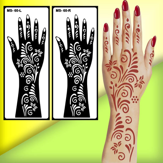 Reusable Floral Mehndi Stencil Sticker for Repeated Use Peel And Stick Stencil Mehndi Sticker For Women, Girls And Teen-age