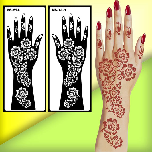 Mehndi Stencil Sticker Set for Stylish and Trendy Hand Art Peel And Stick Stencil Mehndi Sticker For Women, Girls And Teen-age