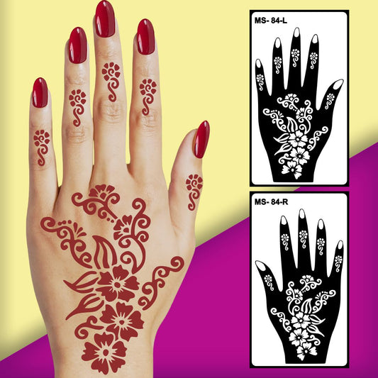Elegant Floral Mehndi Stencil Design For Back Hand With Finger | Easy to Apply & Perfect for All Occasions