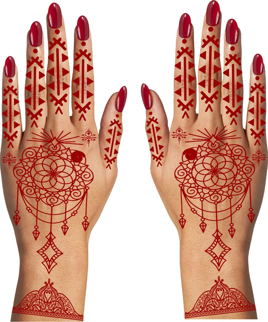 Mandala Rings Mehndi Tattoo For Women Waterproof Temporary Body Tattoo