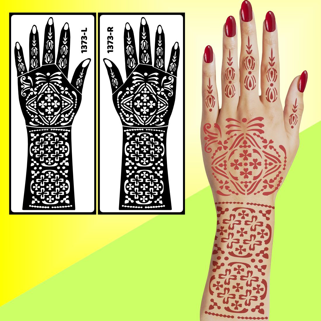 Easy-To-Use Bridal Mehndi Stencil Sticker With Peacock And Mandala Designs Easy To Use With Instant Beautiful Design