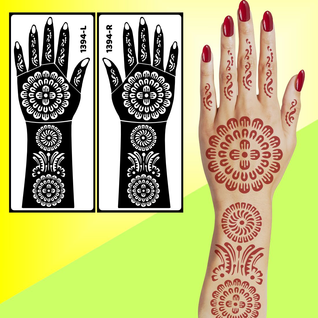 Royal Bridal Mehndi Stencil Sticker Featuring Peacock And Diamond  Easy To Use With Instant Beautiful Design