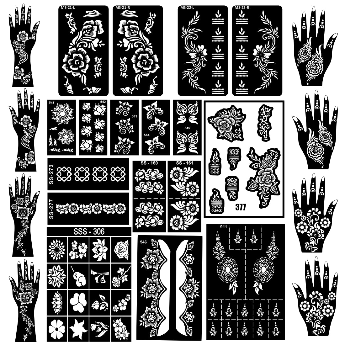 Beautiful Combo Mehndi Stencil Sticker With Multiple Art For All Celebrations