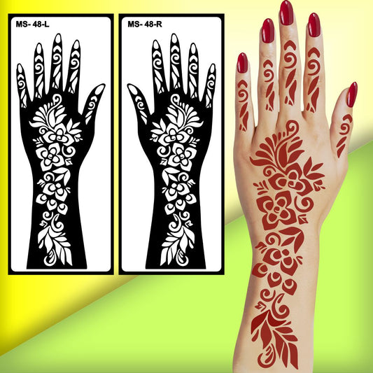 Elegant Mehndi Stencil Sticker for Wedding, Engagement and Special Events Peel And Stick Stencil Mehndi Sticker For Women, Girls And Teen-age