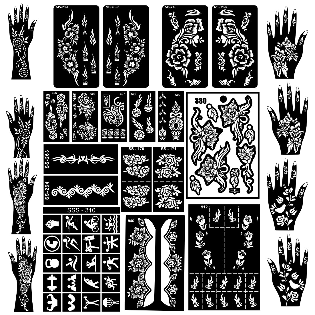 Beautiful Combo Mehndi Stencil Sticker With Multiple Stylish Design