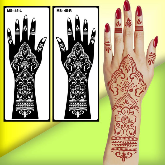 Stylish Mehndi Stencil Sticker with Modern Designs for Party Look Peel And Stick Stencil Mehndi Sticker For Women, Girls And Teen-age