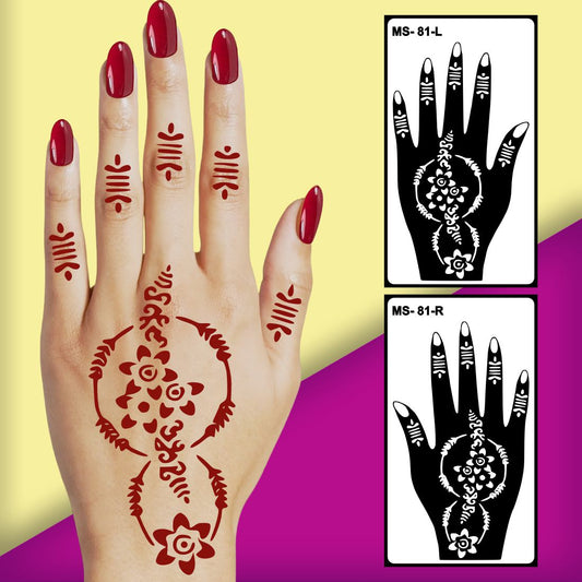 Hand and Palm Mehndi Stencil Sticker for Classic Looks Easy to Apply & Perfect for All Occasions | Peel And Stick Stencil Mehndi Sticker For Women, Girls And Teen-age