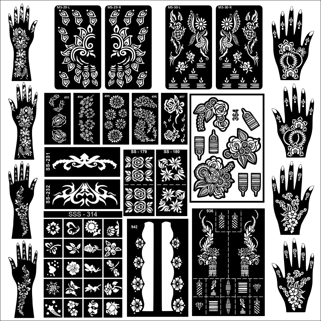 Beautiful Combo Mehndi Stencil Sticker With Easy Patterns For Wedding Look
