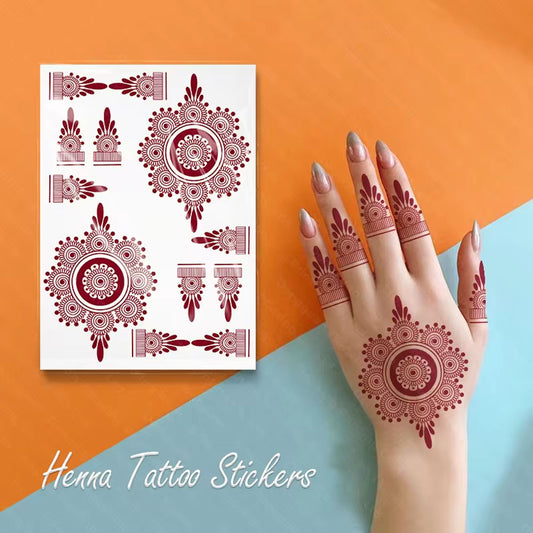 Circle Design Henna Mehndi Temporary Tattoo Sticker For Girls & Women Temporary Mehndi Tattoo Sticker