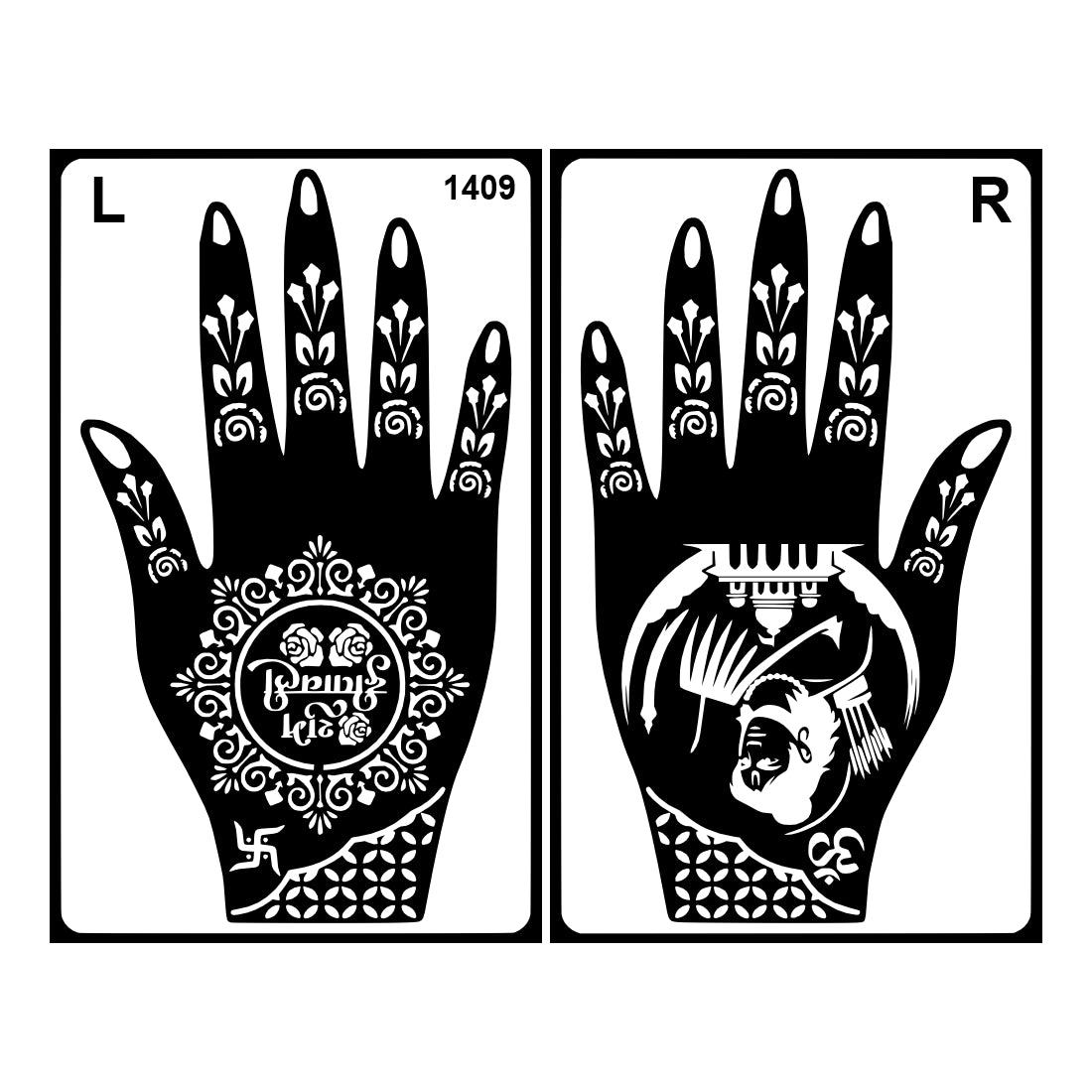 Lord Shiva Henna Stencil Mehndi Sticker for Hands Easy Peel & Stick Design for Diwali, Karva Chauth & Bridal Functions