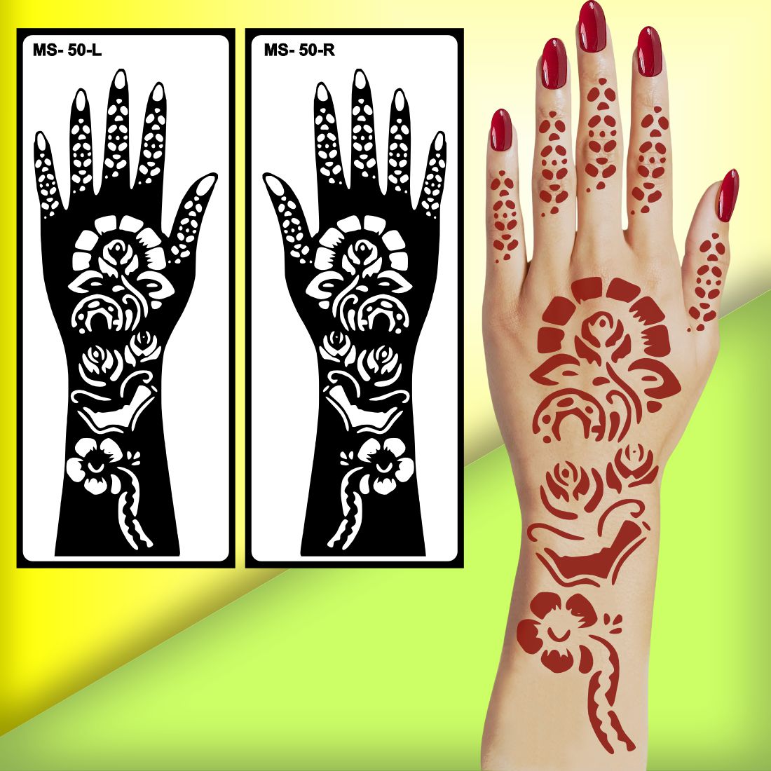 Arabic Pattern Mehndi Stencil Sticker for Traditional and Bridal Art Peel And Stick Stencil Mehndi Sticker For Women, Girls And Teen-age