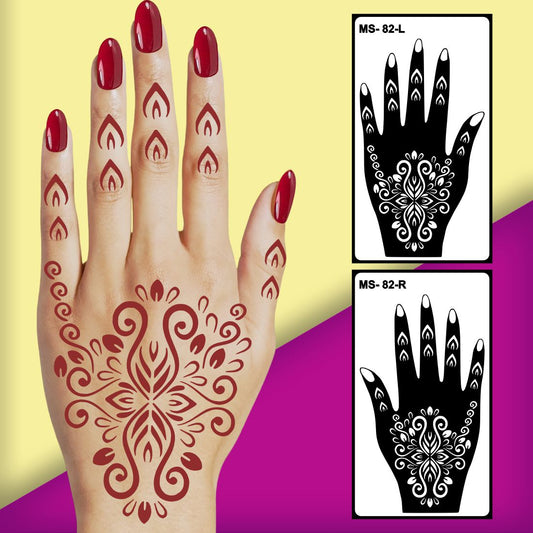 Hand and Palm Mehndi Stencil Sticker for Classic Looks Easy to Apply & Perfect for All Occasions | Peel And Stick Stencil Mehndi Sticker