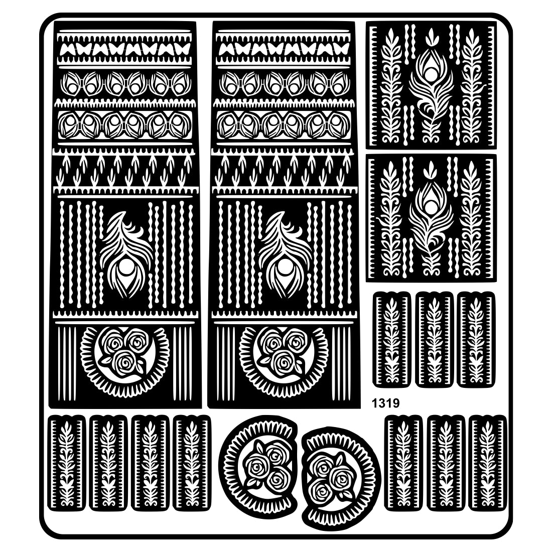 Couple And Floral Mehndi Stencil Sticker With Traditional Patterns With Bride Designs
