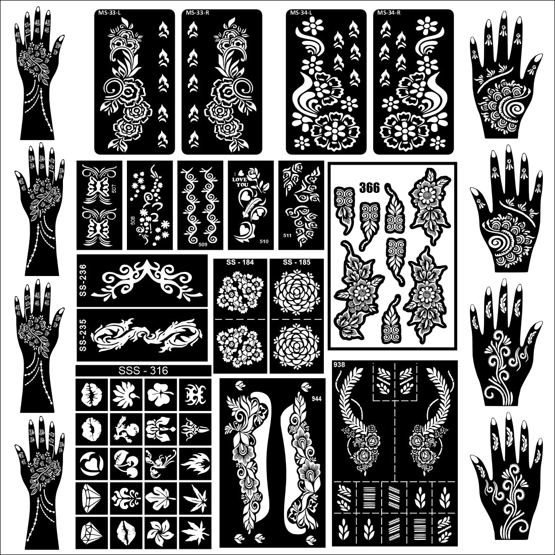 Beautiful Combo Mehndi Stencil Sticker With Traditional For Special Occasions