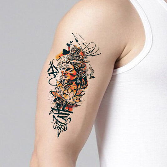 Temporary Tattoowala God Shiv With Lotus Temporary Tattoo for Men and Women Waterproof Sticker