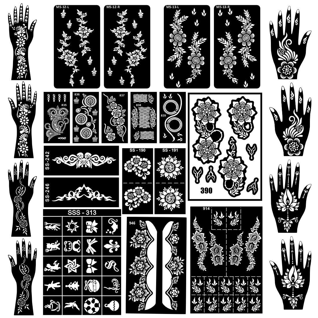 Beautiful Combo Mehndi Stencil Sticker With Instant Designs For Cultural Events