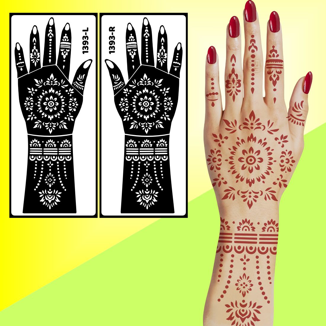 Full Arm Bridal Mehndi Stencil Sticker With Detailed Indian Wedding Motifs Easy To Use With Instant Beautiful Design