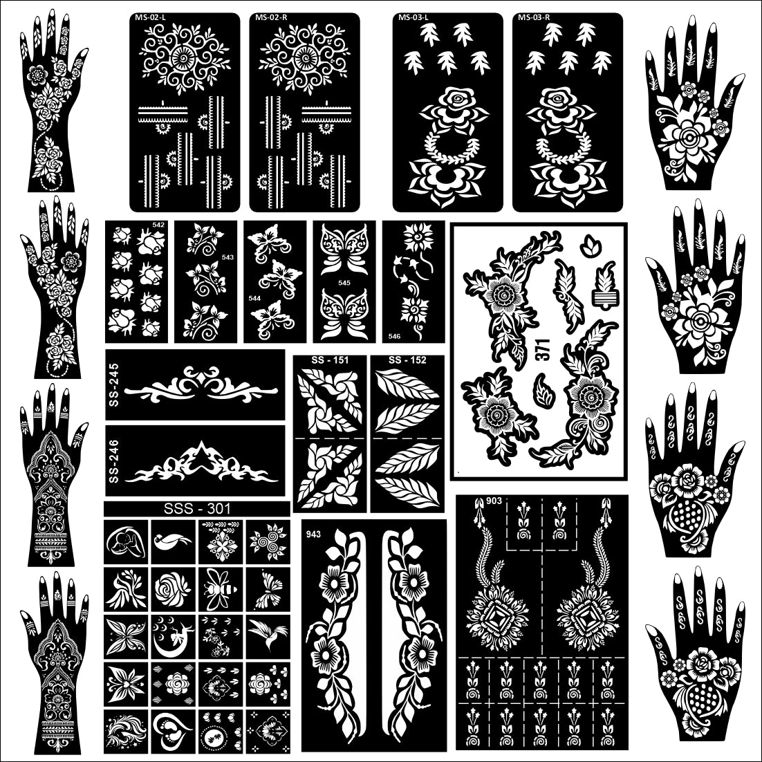 Beautiful Combo Mehndi Stencil Sticker With Elegant design For Wedding