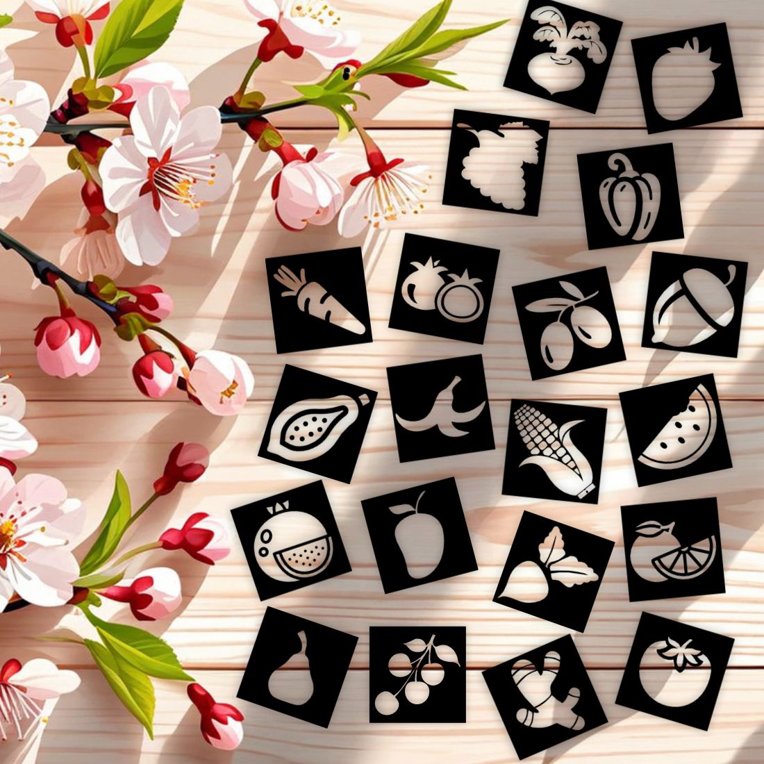 Cherry And Ginger & Multi Designs Small Stencil Sticker For Kids |Kids can decorate notebooks, drawings, or school projects with Stencil stickers